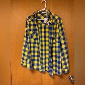 GENHOO blue and yellow flannel size L